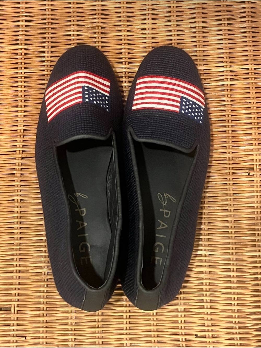 By Paige Women's Needlepoint American Flag Loafers Navy Blue